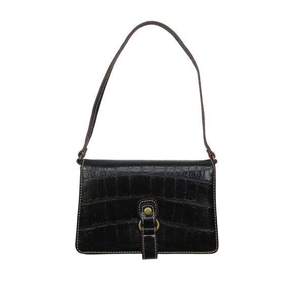 Y2K Nine West Vintage Black Alligator Mini Bag Faux Leather - Picture 1 of 6
